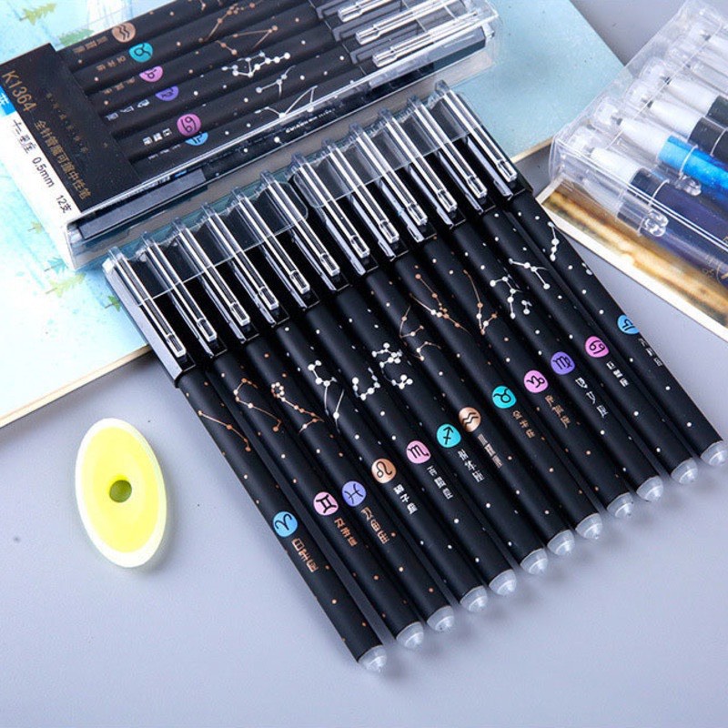 Bút mực 12 cung hoàng đạo, bút mực xóa được 0.5mm