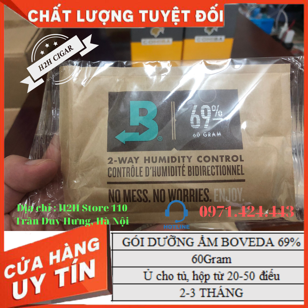 Boveda gói giữ ẩm 2 chiều 69% - Gói to 60 gram (20-50 điếu)