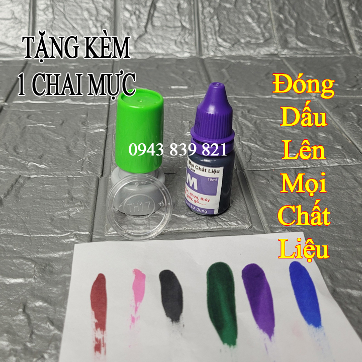 Khắc con dấu logo 1.7cm tích điểm mực mọi chất liệu theo yêu cầu | Tặng kèm 1 chai mực mọi chất liệu 10ml