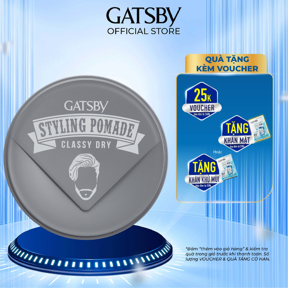 Pomade tạo kiểu tóc gatsby styling pomade classy dry 75g