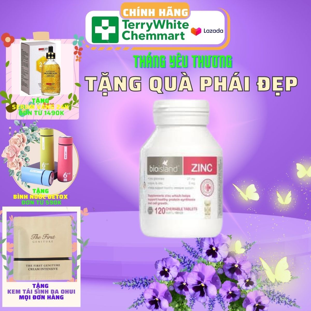 Bio island zinc 120 viên hỗ trợ bổ sung kẽm cho trẻ hay ăn , chóng lớn