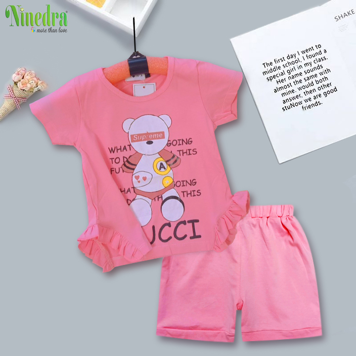 [HCM 💝 Freeship] Đồ bộ bé gái thun 4 chiều mềm mịn size cho bé từ 8-18kg - Ninedra