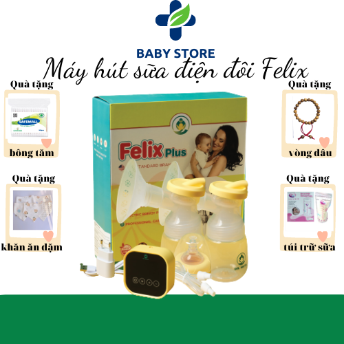 Máy hút sữa điện đôi Felix Plus có tích điện massage, hút êm, nhỏ gọn, 9 cấp độ hút chuyên sâu