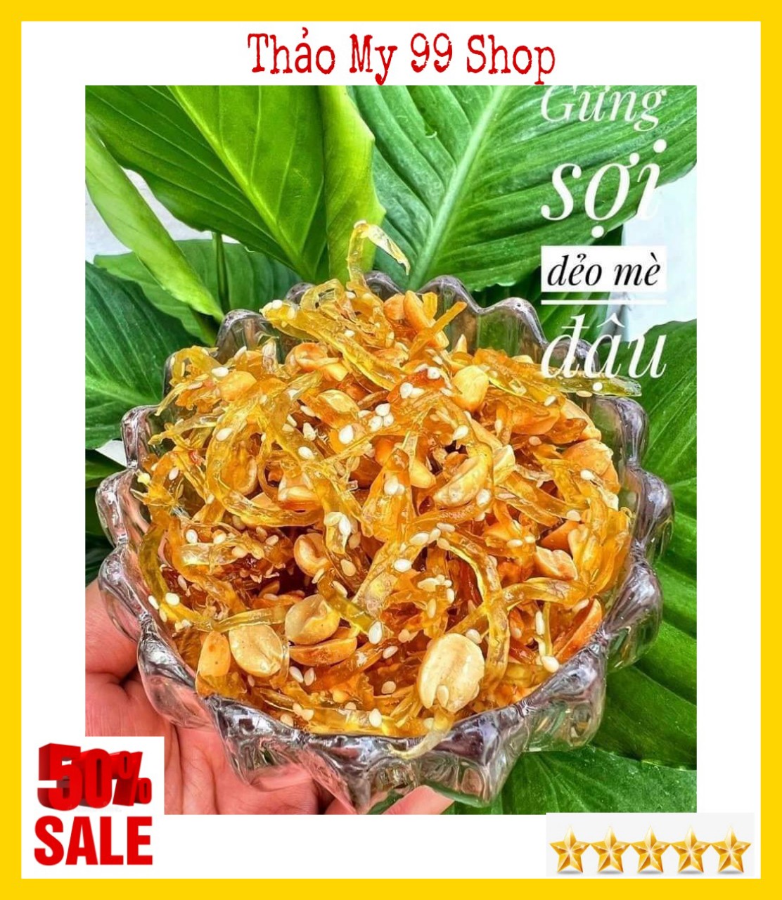 Hủ 500gr Mứt gừng sợi dẻo mè đậu phộng