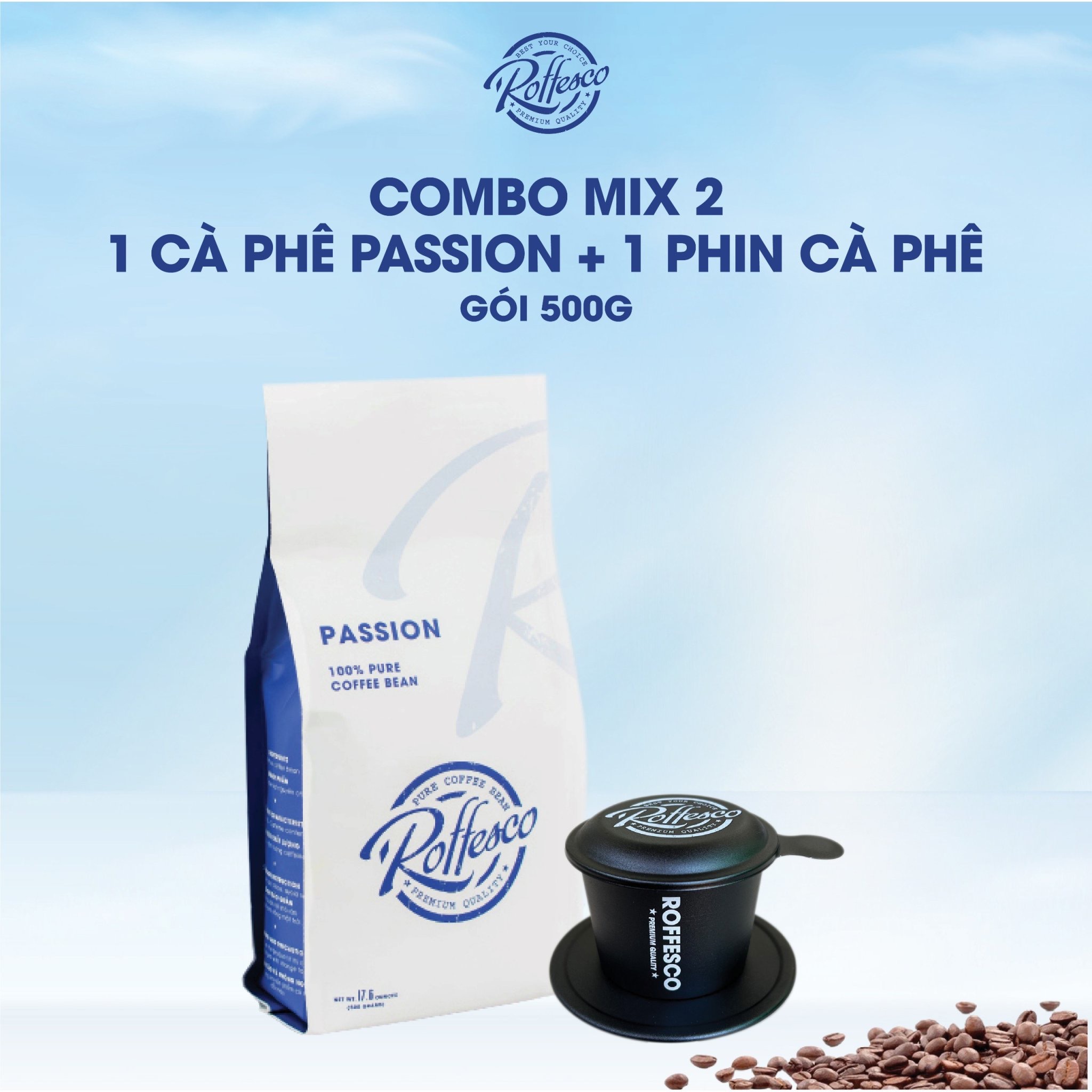 Cà phê pha phin roffesco passion robusta honey vị truyền thống đắng đậm ngọt hậu thơm nồng nàn 500g