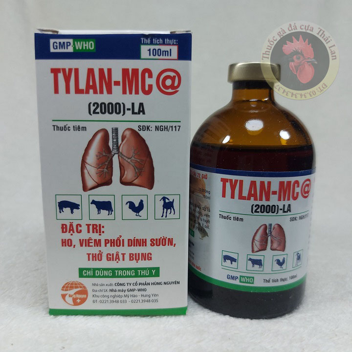 TYLAN-MC - đặc trị ho , viêm phổi dính sườn , thở giật bụng - gia súc , gia cầm - 1 lọ / 100ml