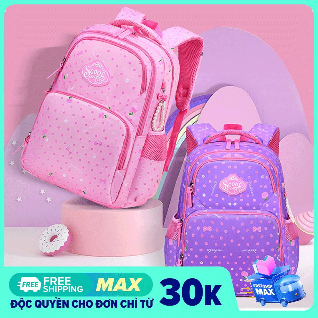 [ĐỦ SIZE TỪ LỚP 1 ĐẾN LỚP 9] Balo học sinh từ cấp 1,2 Phong cách mới Hàn Quốc dễ thương schoolbag Học sinh Tiểu học, Trung Học Bé Gái trẻ em Cao Cấp chống bung tróc Ba lô có phản quang mặt lưng êm