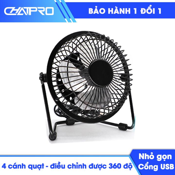 Quạt mini USB lồng sắt 4 cánh xinh xắn, trẻ trung – điều chỉnh hướng quạt 360 độ