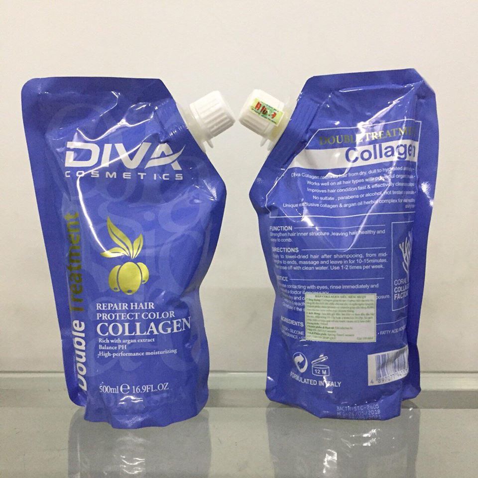 Kem Hấp - Ủ Tóc Collagen Diva 500ML Siêu Phục Hồi Siêu Mềm Mượt Chính Hãng