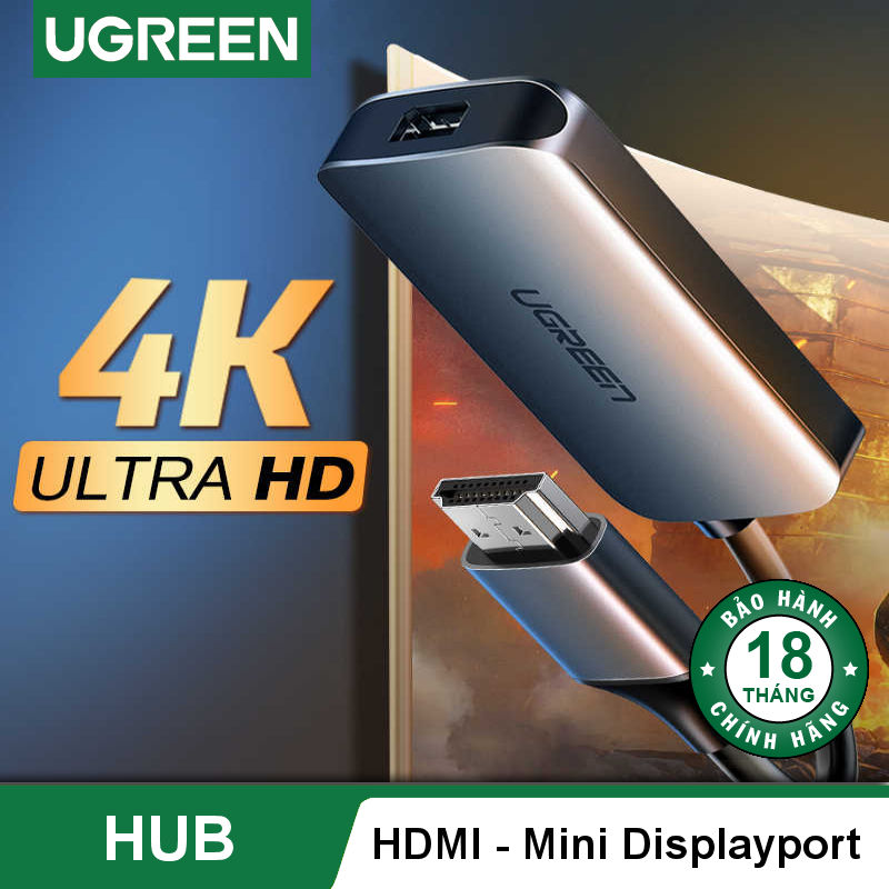 Cáp chuyển đổi HDMI sang Mini Displayport hỗ trợ 4K x 2K cao cấp dài 10cm UGREEN CM239 60352 Cáp chuyển đổi HDMI sang Mini Displayport hỗ trợ 4K x 2K cao cấp dài 10cm UGREEN CM239 60352