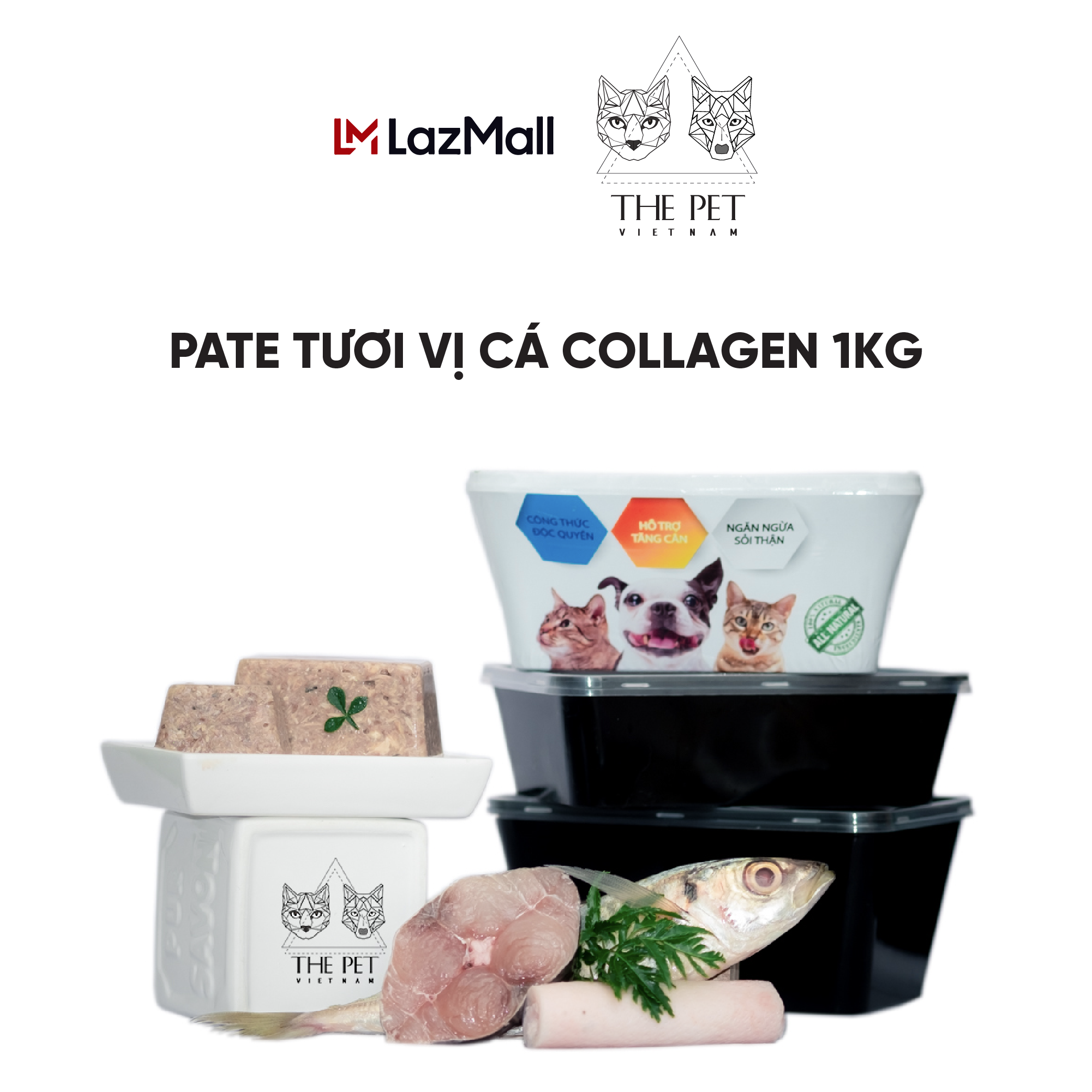 Pate Tươi Vị Cá Collagen THEPETVN - Thức Ăn Tươi Cho Chó Mèo (Mixed ocean fish with collagen) - 1Kg