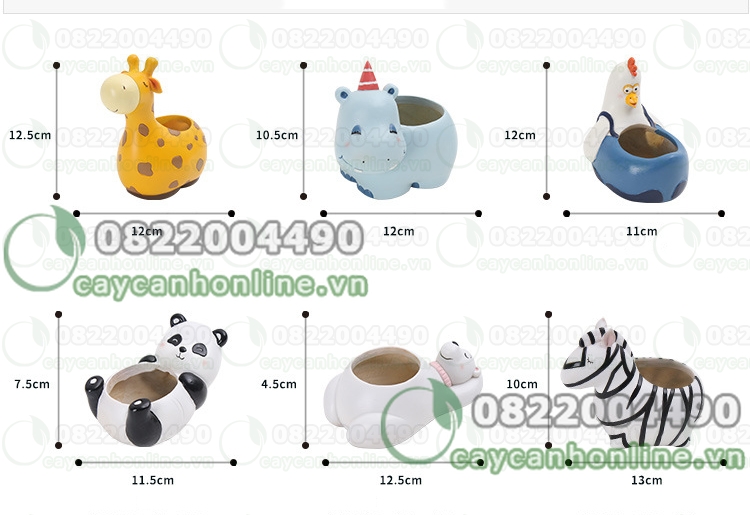 Chậu trồng cây Composite hình thú mini chậu trồng cây sen đá xương rồng cẩm nhung để bàn