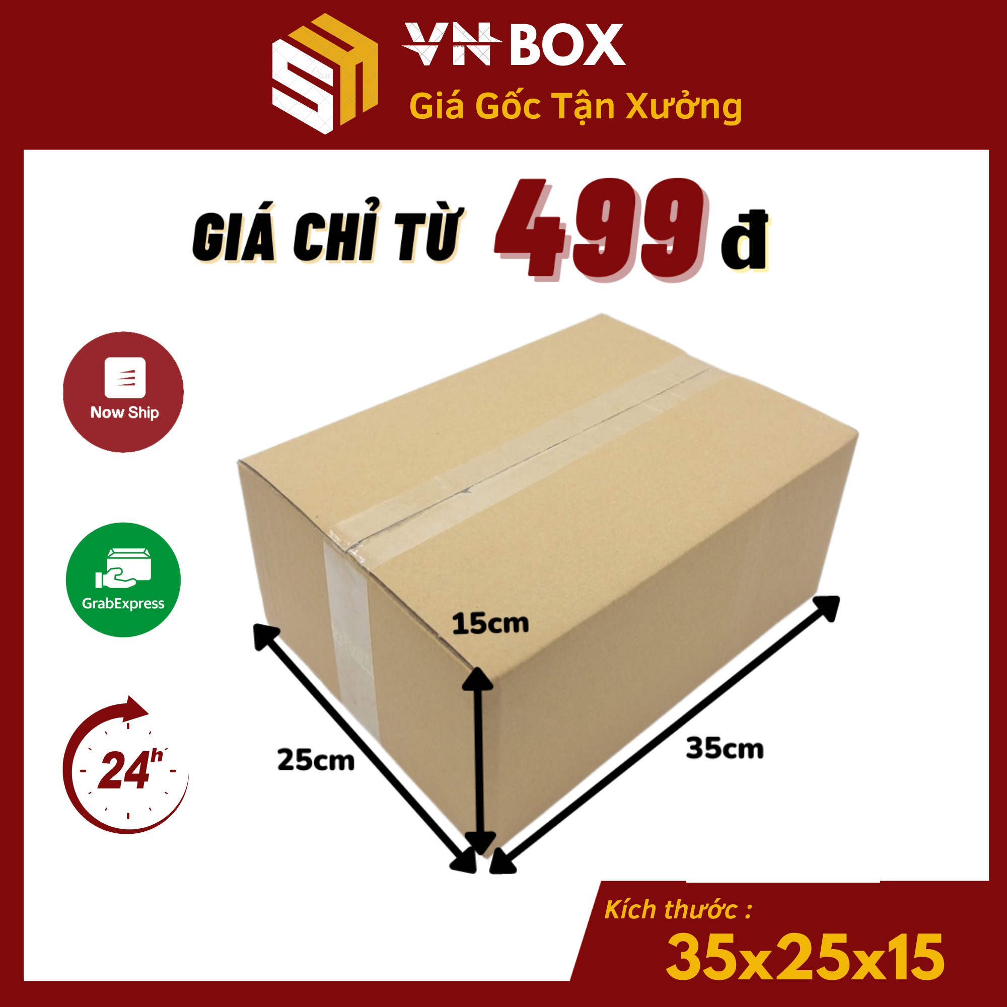 35x25x15 hộp carton đóng hàng, hộp giấy gói hàng - vn box