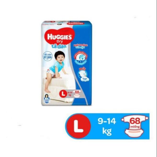 Tã bỉm dán huggies l 68 miếng, l68