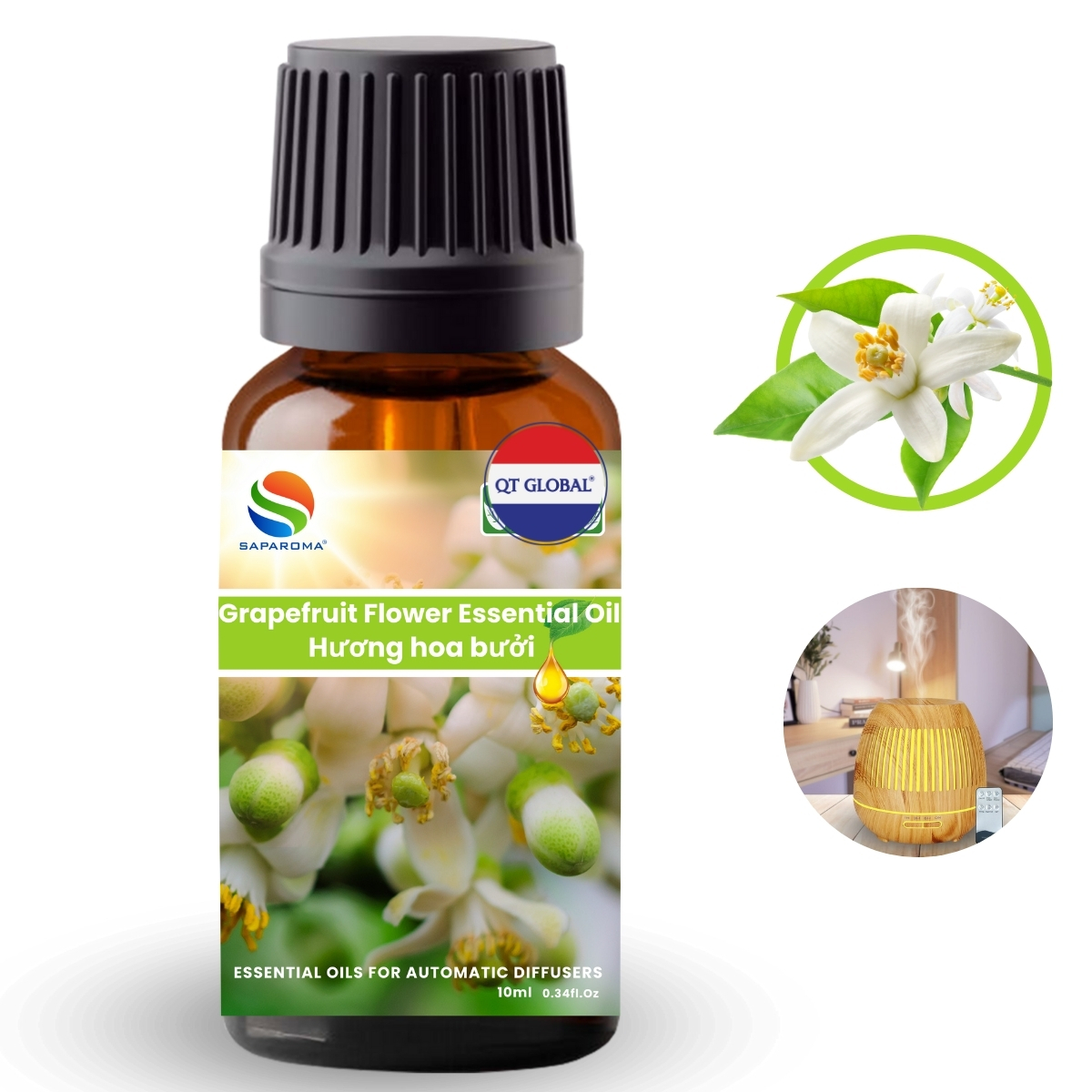 Tinh dầu nguyên chất HƯƠNG HOA BƯỞI Saparoma 10ml, xông phòng, thư giãn, hỗ trợ khử mùi, xua đuổi côn trùng