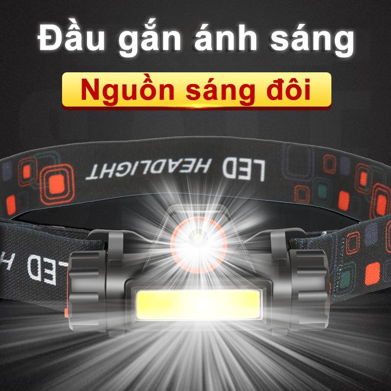 Đèn pin siêu sáng-đèn pha led b6 3 chế độ sáng kim loại 2 bóng đèn led, mẫu pin sạc mới 2019