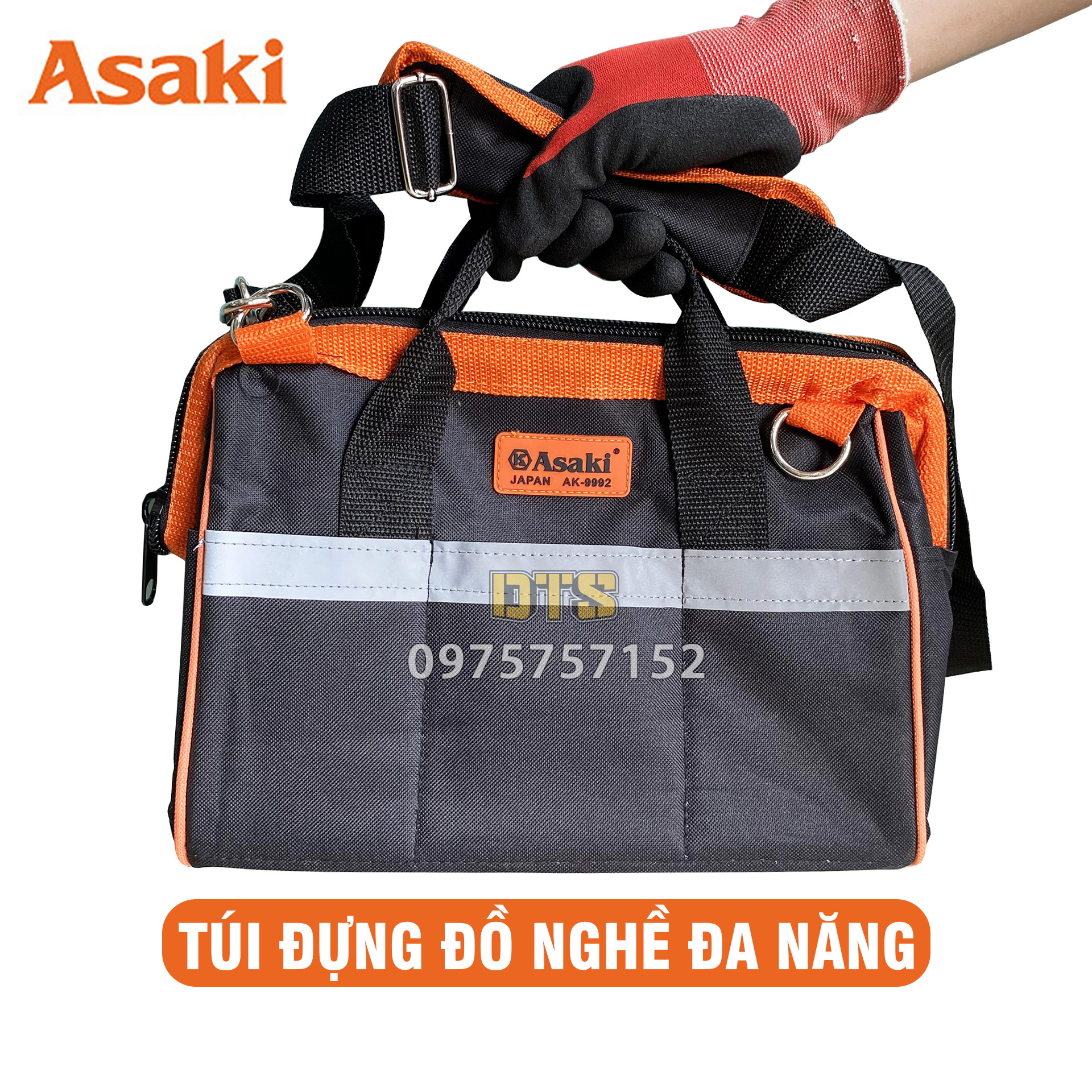 ASAKI JAPAN AK-9987 SLING TYPE TOOL BAG HEAVY DUTY SHOULDER TOOL