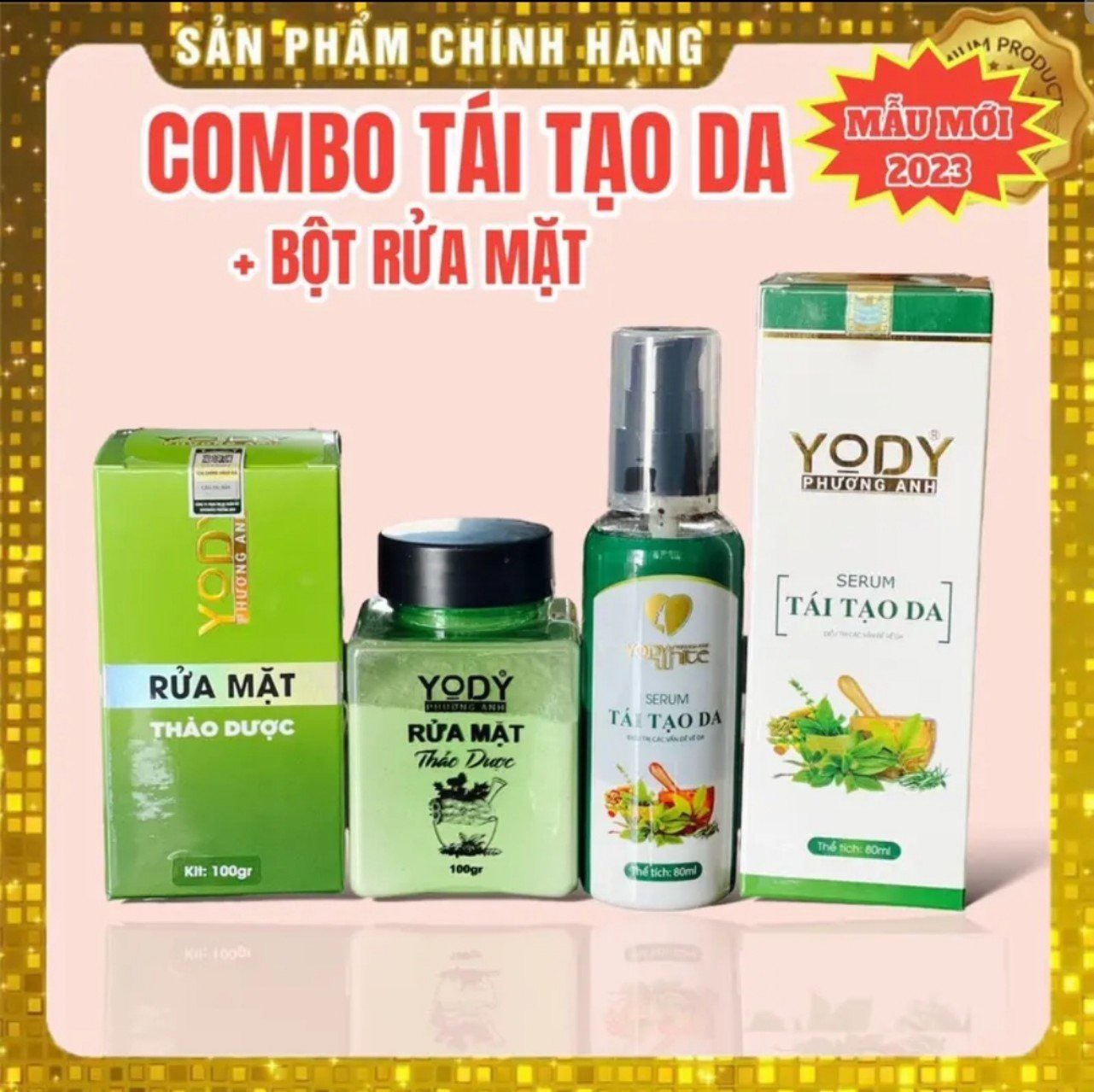 Combo serumtái tạo da phương anh + bột rửa mặt yody white mẫu mới 2023