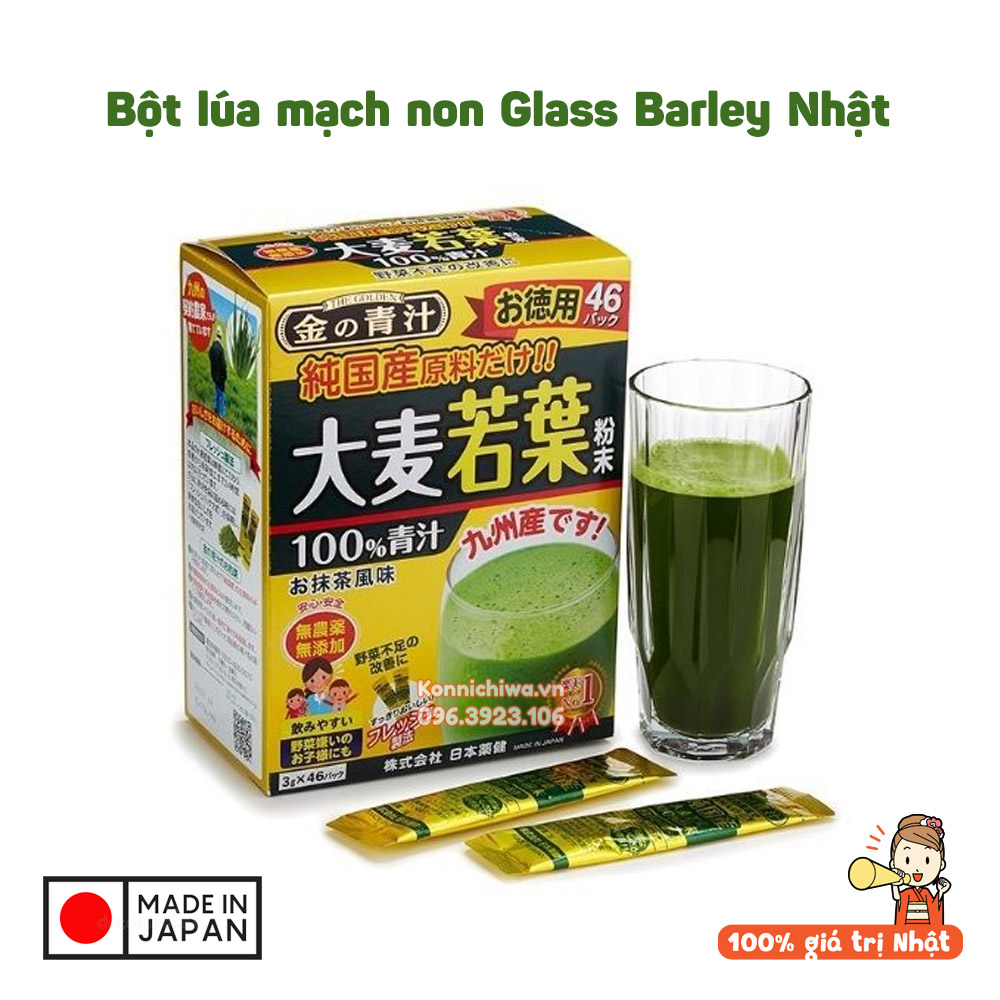 [Hàng Nhật chính hãng] Bột Mầm Lúa Mạch Non Barley Golden 46 Gói Nhật Bản | Bột trà lúa non Golden Aojiru NIHON YAKKEN tăng cường hệ miễn dịch, cải thiện chức năng tim mạch, tốt cho hệ tiêu