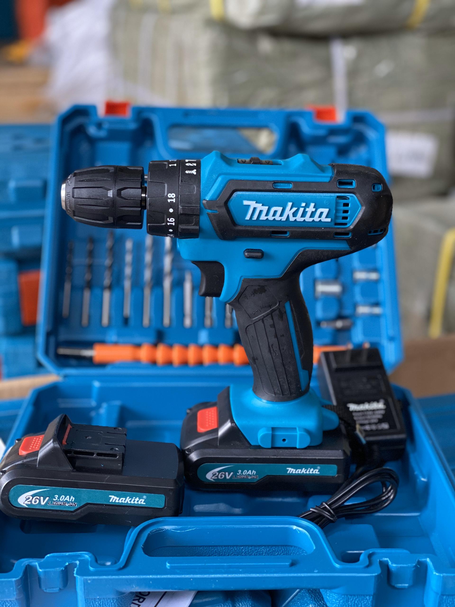 Máy khoan pin Makita 26V có đồ có búa - Máy khoan makita dùng pin nhưng với điện thế pin 26V nên công suất máy sử dụng rất tốt