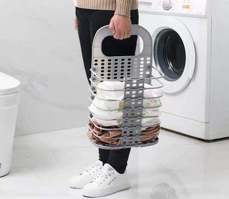 Rổ treo quần áo xếp gọn kèm 02 móc dán siêu dính