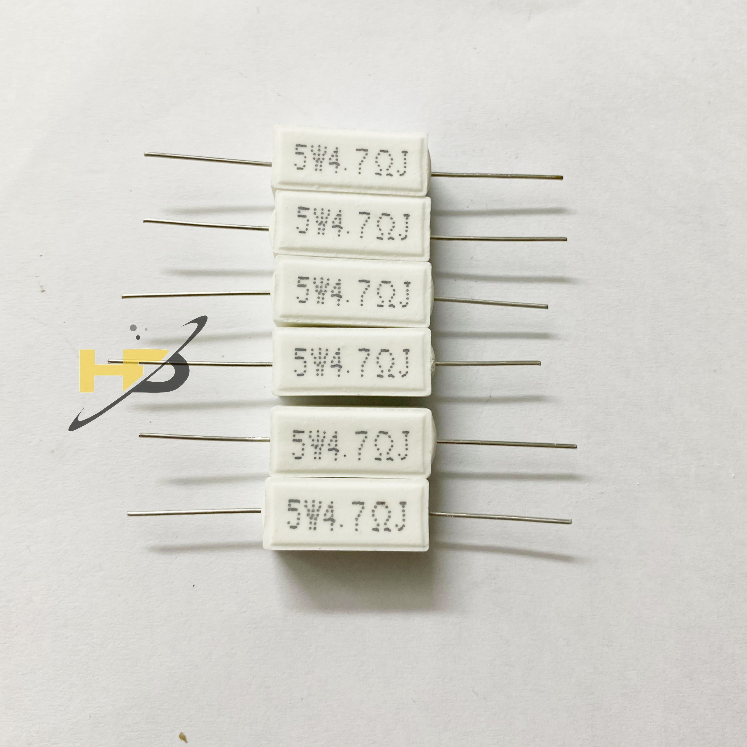 Bộ 10 Điện Trở Sứ 5W 4.7R Chân Đồng, Trở Sứ Trắng Công Suất Dáng Nằm