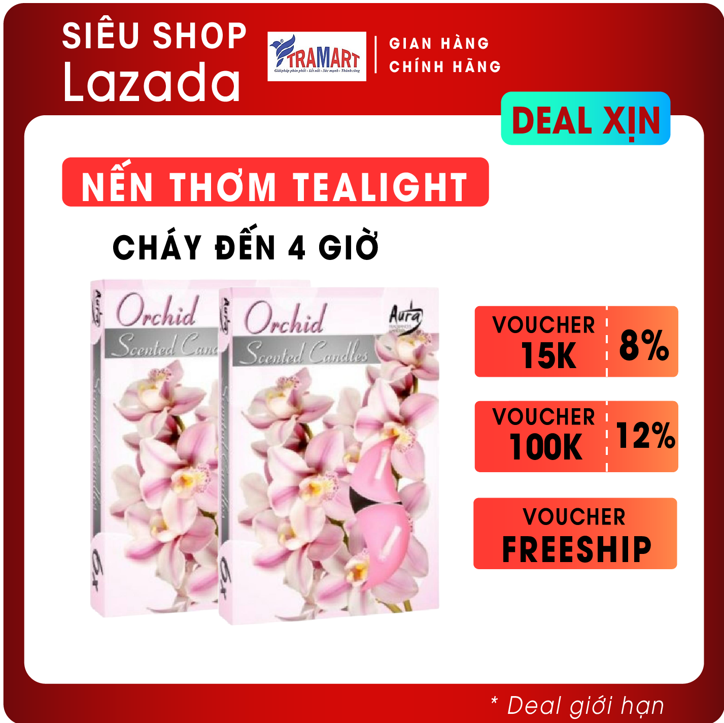 Bộ 5 hộp 30 nến tealight thơm orchid bartek candles ftramart ftm-bat0677