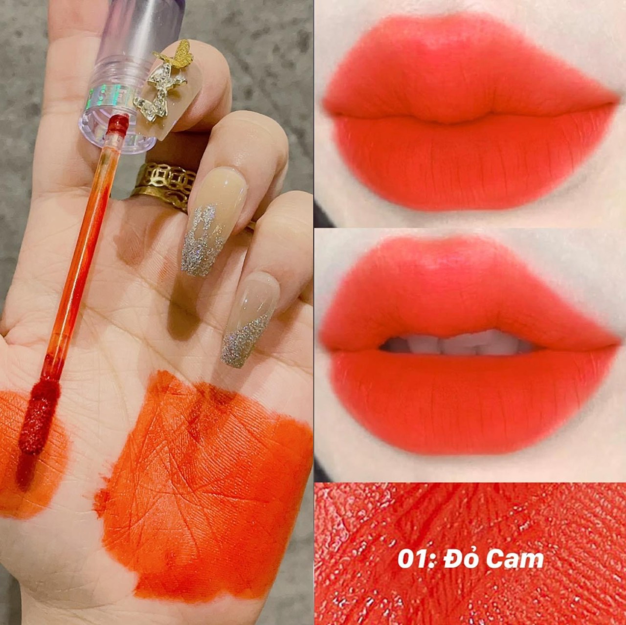 Son kem lì đỏ cam melly mượt bền màu, ngậm dưỡng không thâm môi, mềm môi giữ màu 12h dùng cho mẹ bầu