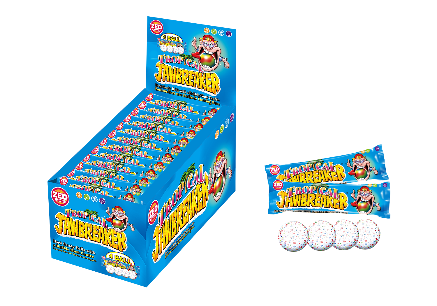 ZED Candy - Kẹo gum jawbreakers vị trái cây nhiệt đới