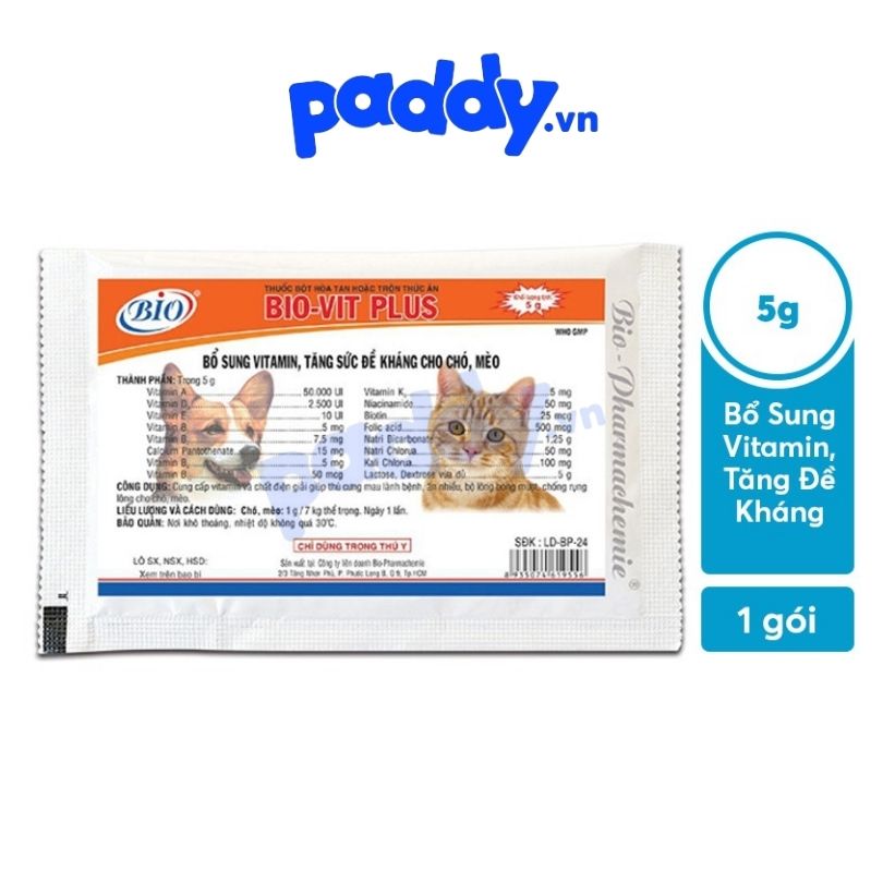 Bột Vitamin Cho Chó Mèo Bio Vit Plus Tăng Sức Đề Kháng 5g