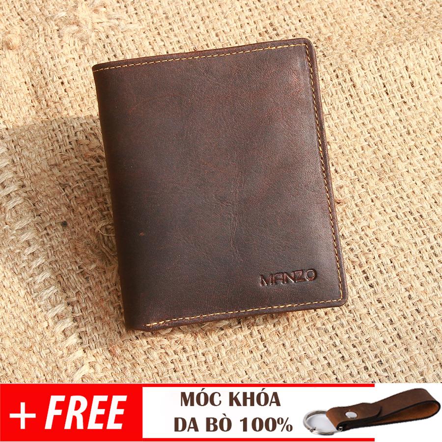 Ví nam, bóp nam da bò cao cấp da bò thật 100% manzo vd53