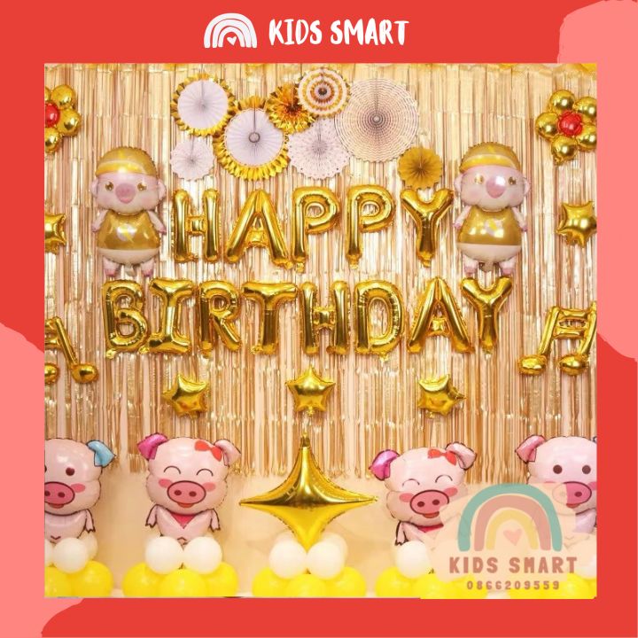 Set trang trí sinh nhật cho bé trai tuổi heo🍀siêu hot🍀 combo trang trí sinh nhật, bóng bay heo nhiều màu đẹp