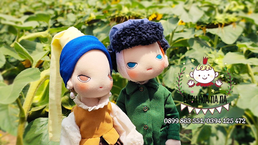 Bộ kit tự thêu diy búp bê lee doll - thú nhồi bông tự làm, búp bê van gogh - handmade nana