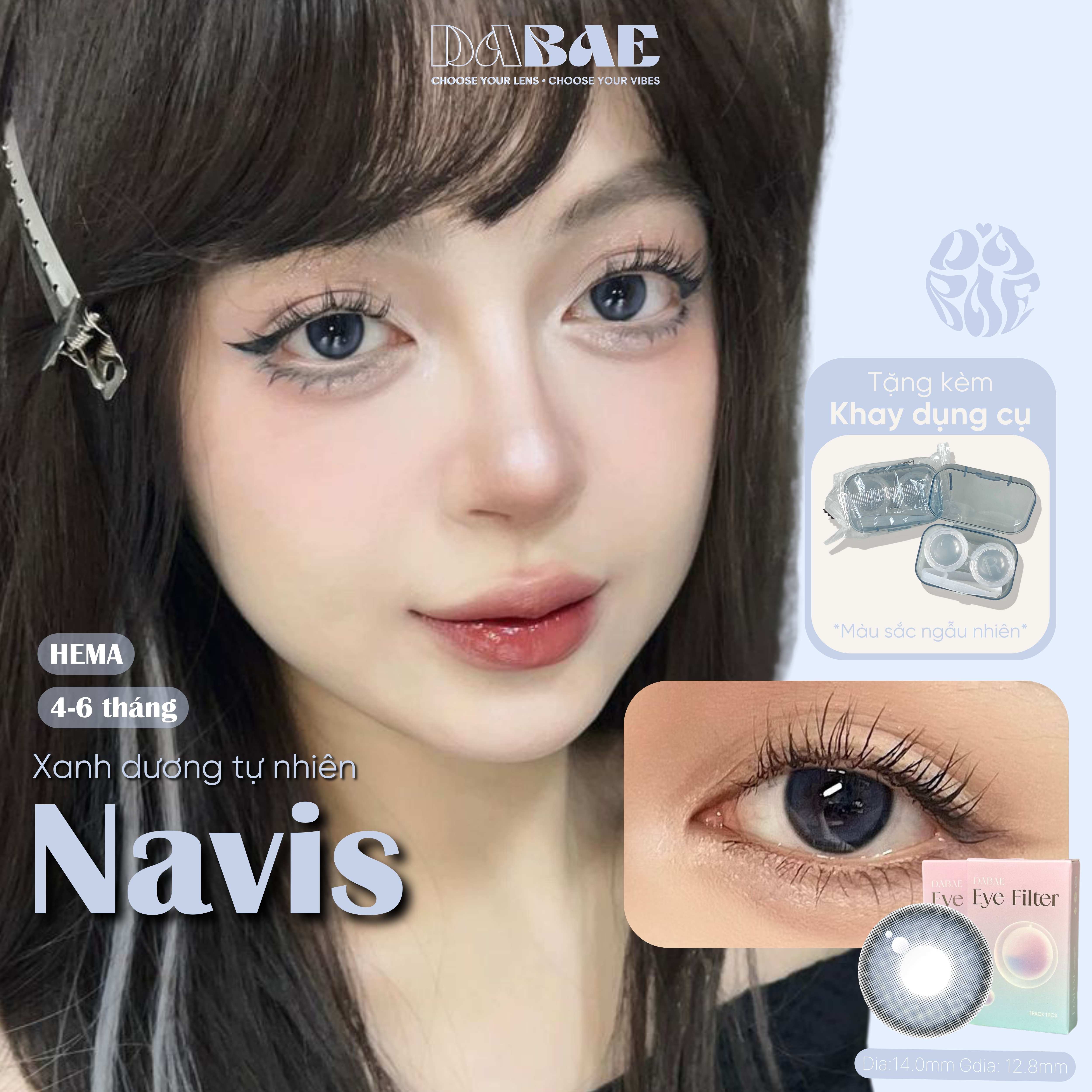 Kính áp tròng Navis Blue lens cận mắt xanh dương có độ Hàn Quốc hãng IONE
