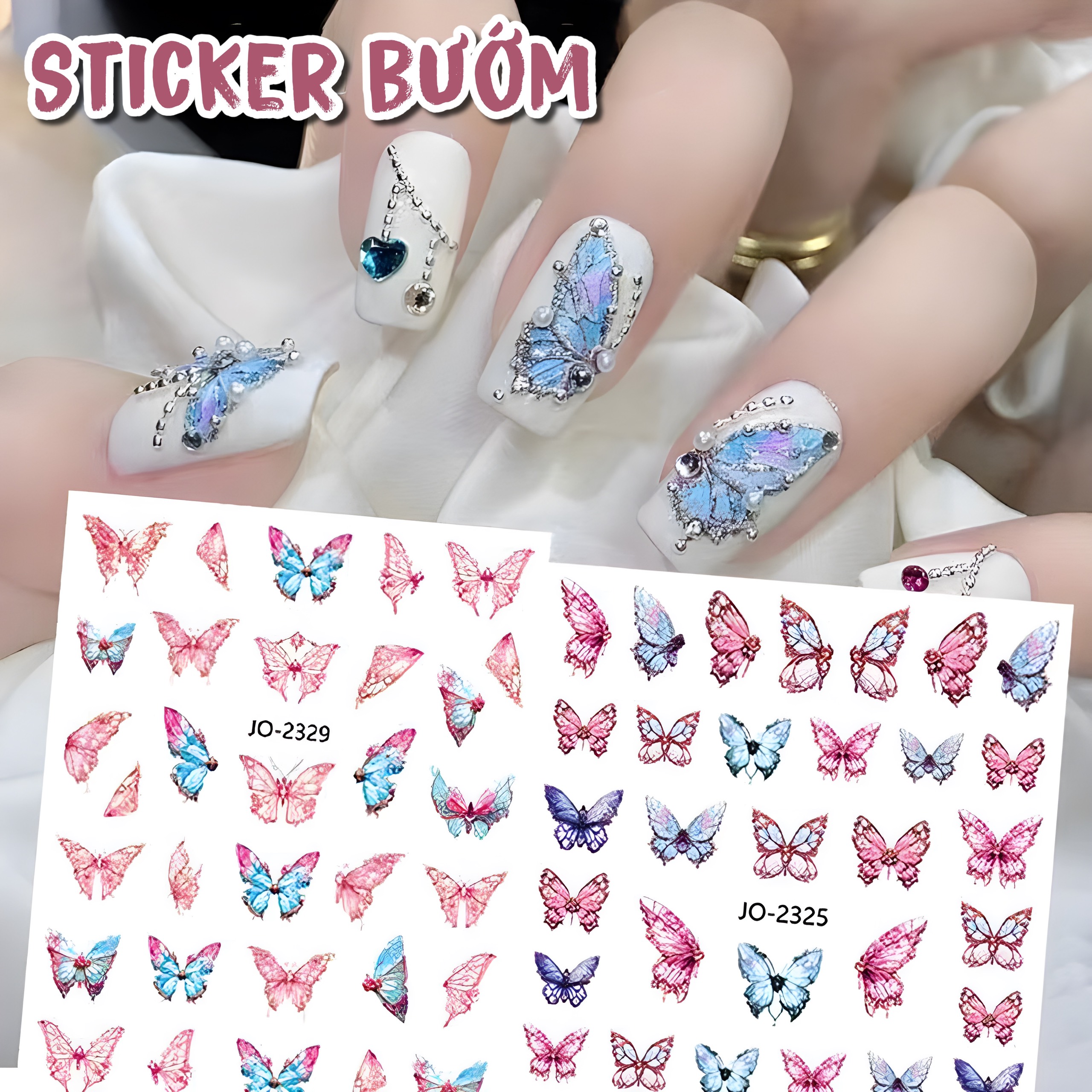 Sticker 3d | bướm mới 2023 | hình dán móng tay