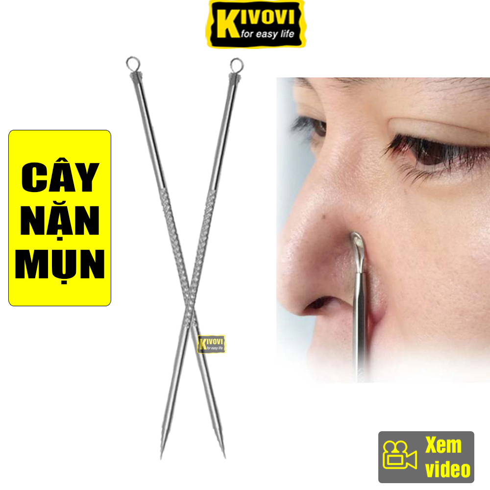 Cây Nặn Mụn Đầu Đen Cao Cấp Bằng Thép Không Gỉ - Dụng Cụ Nặn Lấy Mụn Dễ Dàng - Que Nặn Lấy Mụn 2 Đầu Tiện Lợi - Kivovi