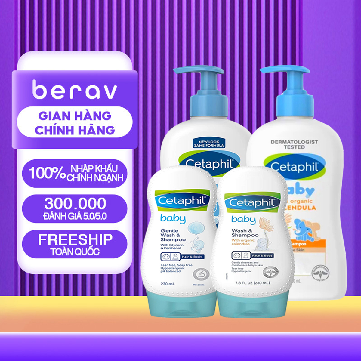 Sữa tắm gội dịu nhẹ cho bé Cetaphil Baby Gentle Wash & Shampoo 230ml/400ml