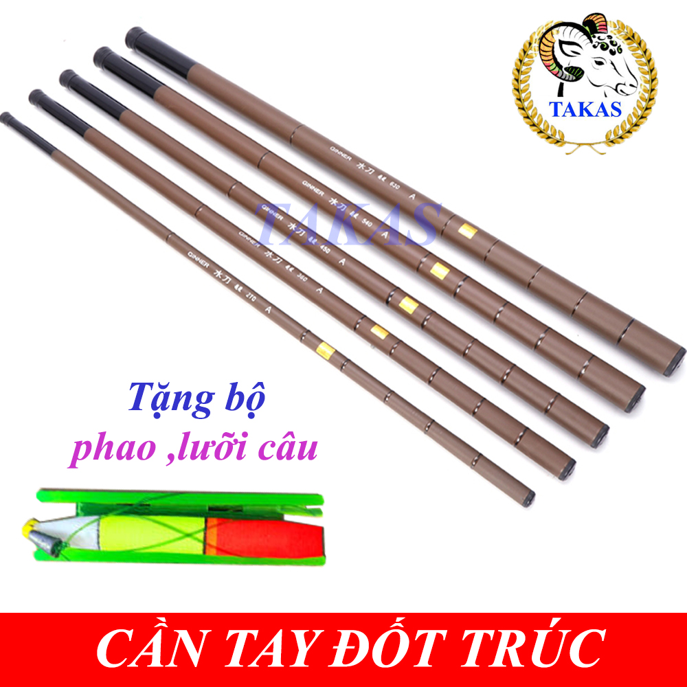 Cần Câu Tay Đốt Trúc ,Cần Câu Tay Carbon , Cần Câu Tay Trúc Nâu , Cần Câu Đài , Cần Câu Tay  Đủ Size : 3M6, 4M5, 5M4 ĐỒ CÂU TAKAS [Tặng Bộ Phao ,Lưỡi Câu]