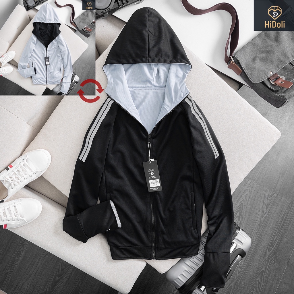 Áo chống nắng nam kim cương PATIO , áo khoác nắng nam chất vải thông hơi có mũ trùm hai lóp dày dặn.