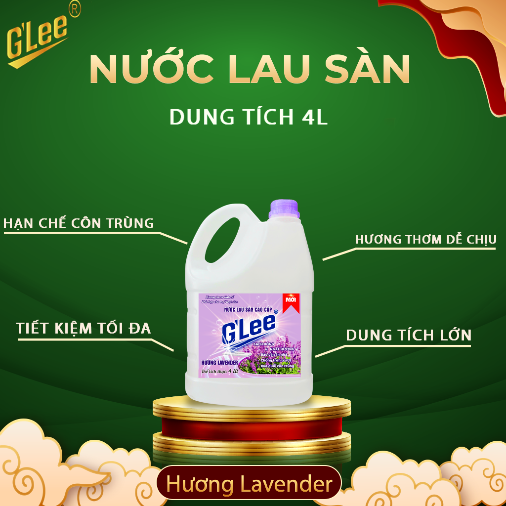 Nước lau sàn hương Lavender, Nước lau sàn 4L hương Lavender, nước lau sàn Glee cao cấp