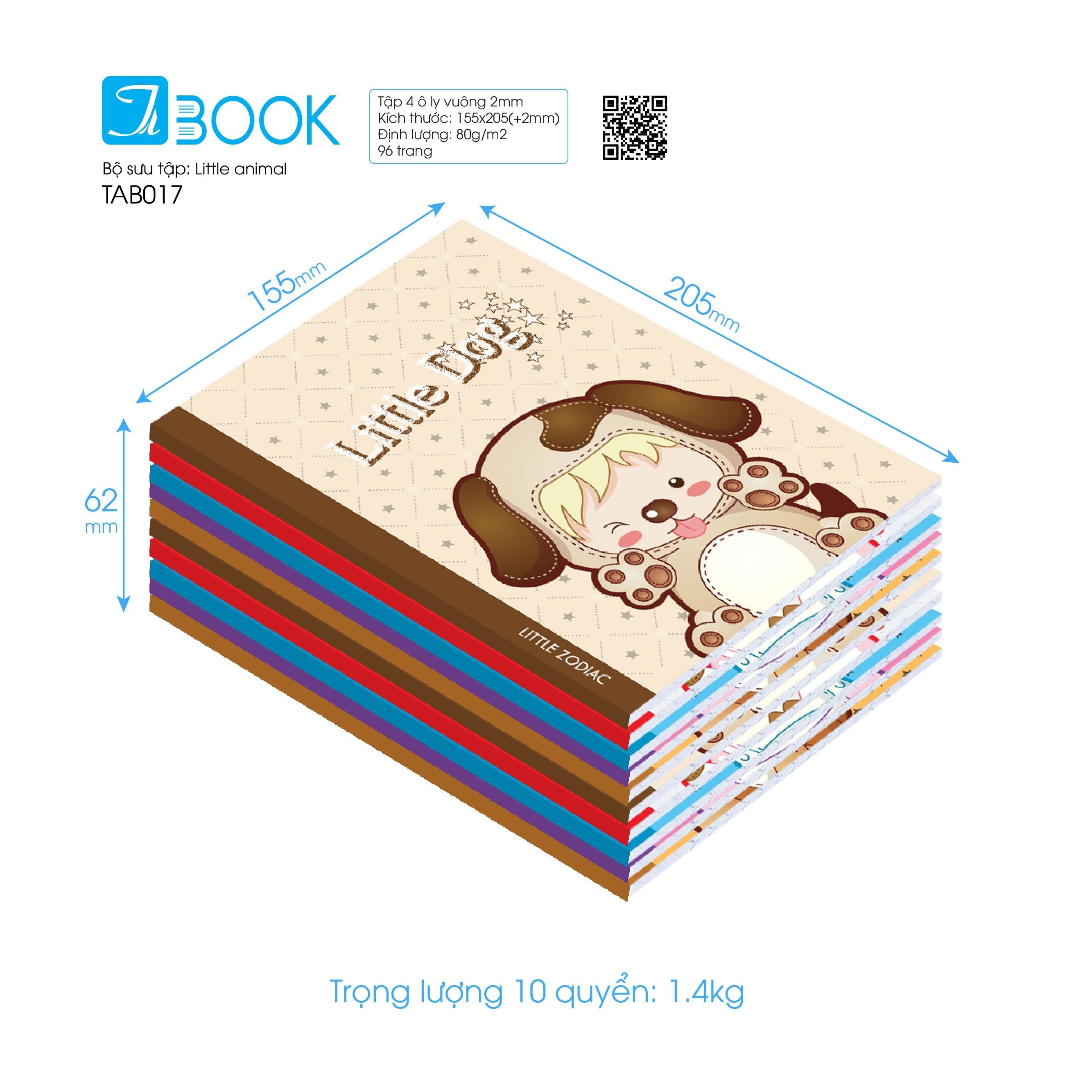 [HCM]10 cuốn Tập học sinh Little Animal hiệu Tabook, 96 trang ĐL80 (TAB017b)