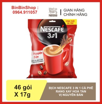 Cà phê rang xay hoà tan Nescafe 3in1 bịch 782g 46 gói 17g - Nestle