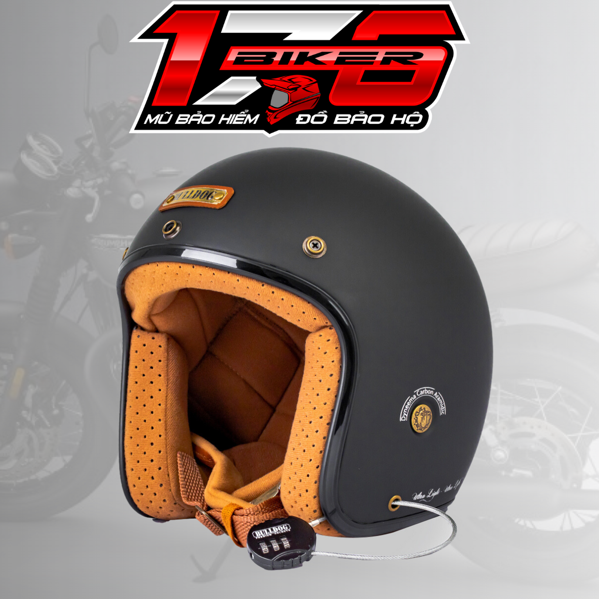 Mũ bảo hiểm 3/4 Bulldog sợi thủy tinh siêu nhẹ 650gr - BIKER 176 - Mũ bảo hiểm & Dầu nhớt Vũng Tàu