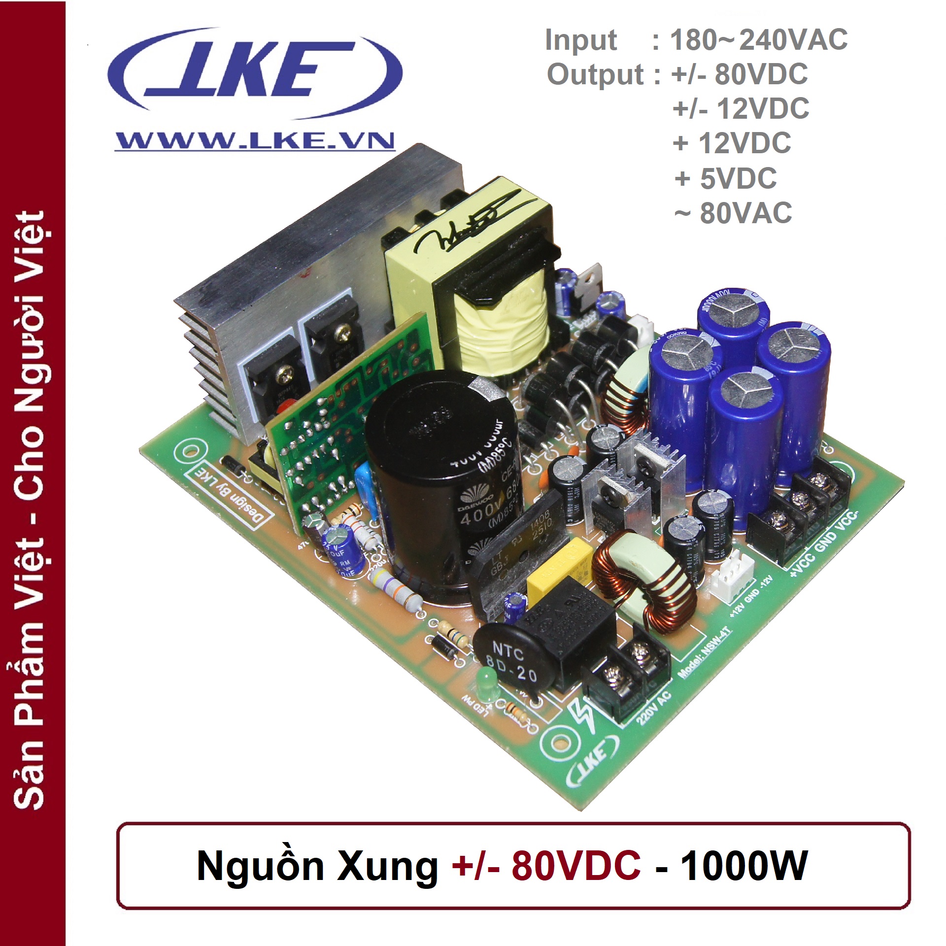 Mạch nguồn xung 1000w 80V đôi lắp ampli, main