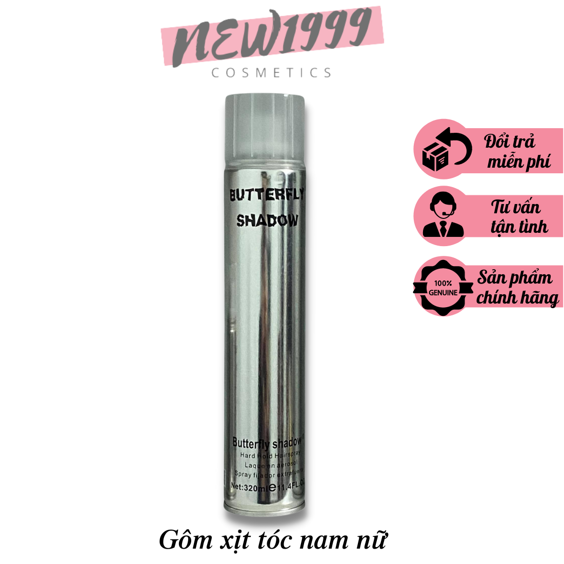 Gôm xịt tóc nam butterfly shadow 320ml l2 giữ nếp siêu cứng