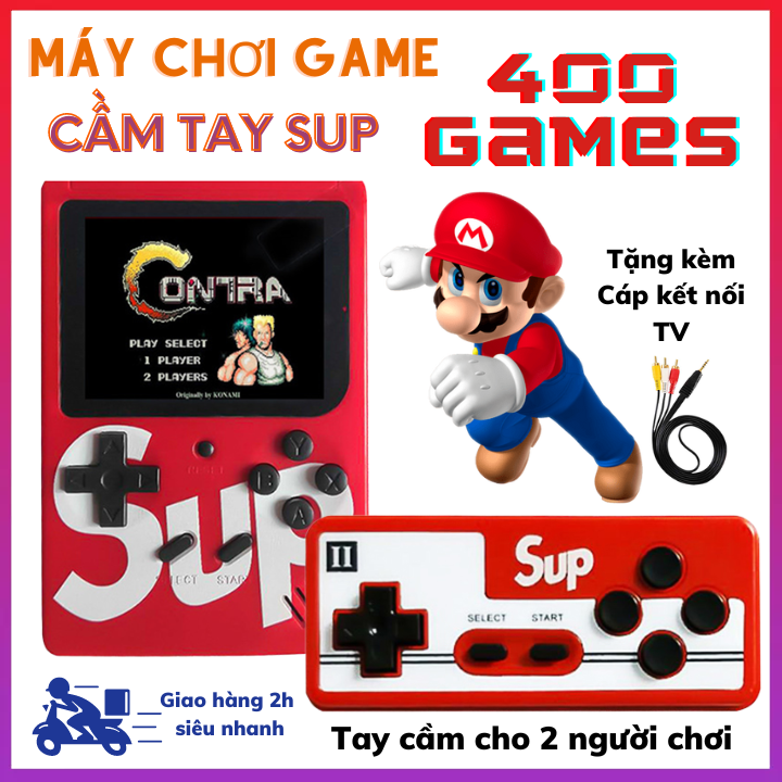 Máy chơi game cầm tay sup 400 game in 1 retro kèm tay cầm chơi game 2 người - kết nối với tivi - bảo hành 12 tháng