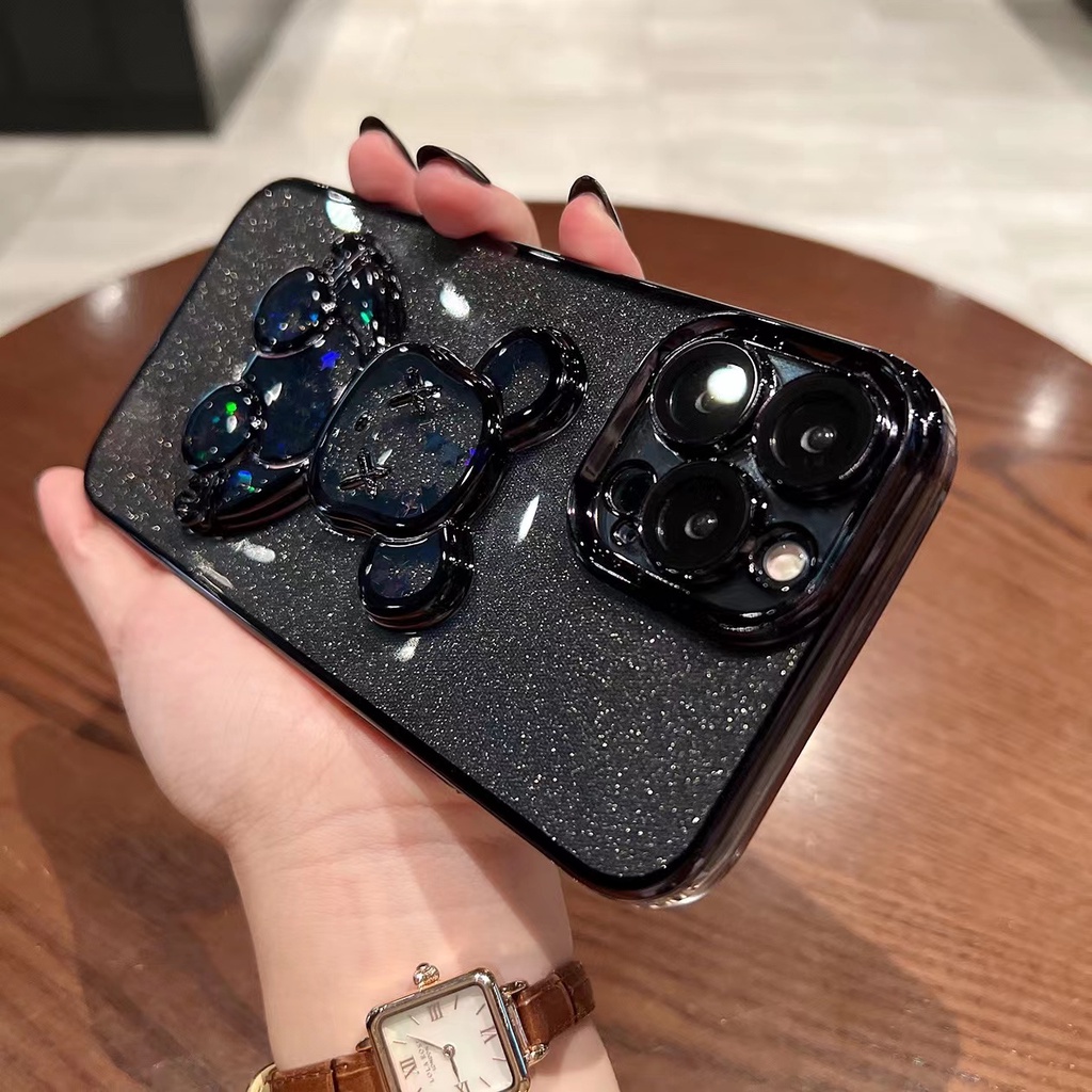 VẬN CHUYỂN NHANH - ốp lưng điẹn thoại Mềm Mạ Điện Hình Gấu Violent Cho Iphone 15 14 13 12 11 Pro Max