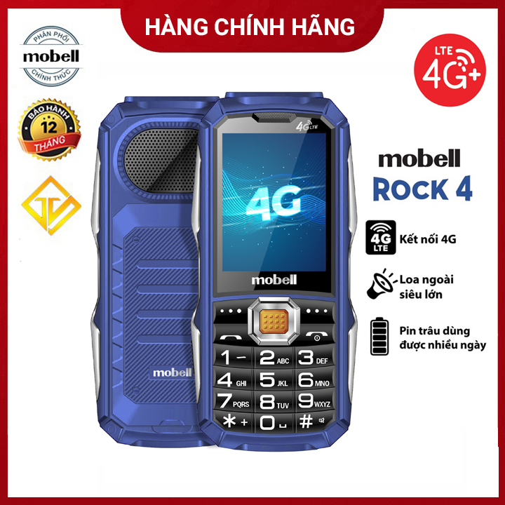 Điện thoại Mobell Rock 4 4G Pin khủng,loa to - Hàng chính hãng