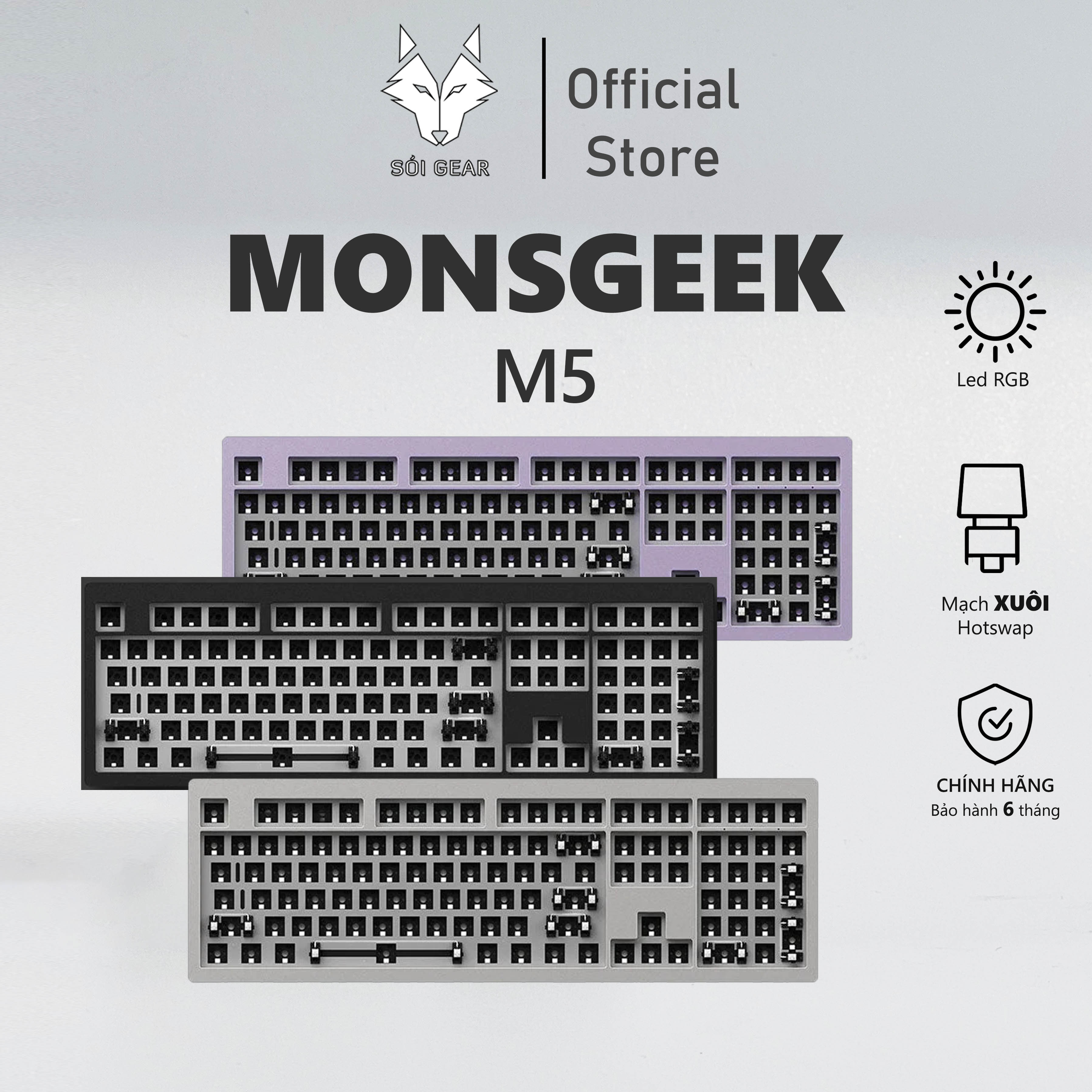 KIT Bàn phím cơ Monsgeek M5 | Case nhôm | RGB | Mạch xuôi | Hotswap | Gasket Mount