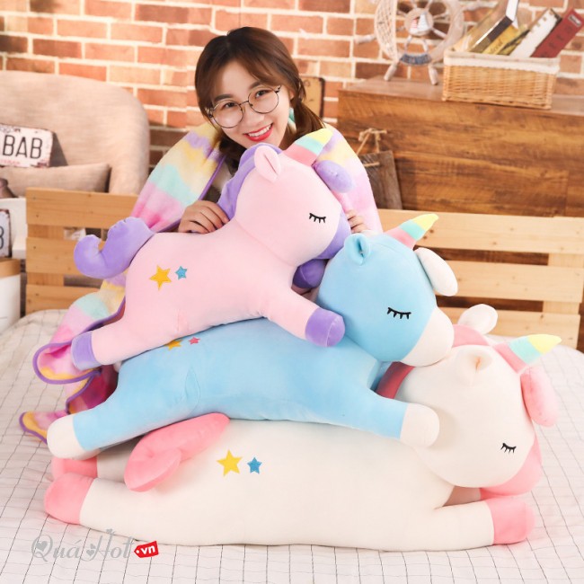 [Hot] Gối chăn kì lân có cánh l, Gối chăn kì lân có cánh, Gối chăn kì lân có cánh cực dễ thương, Gối mền kỳ lân 3 trong 1 siêu cute, nỉ nhung cực mịn, Gối Chăn 2 In 1 Hình Con Kỳ Lân Xinh Xắn, Gối mền kỳ lân cánh bảy màu lông mịn